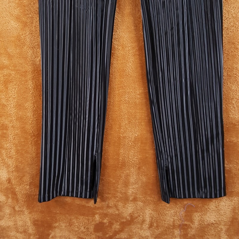 GOOD AMERICAN Pants Womens Size 0 Black Flare Faux Leather Illusion Stripe