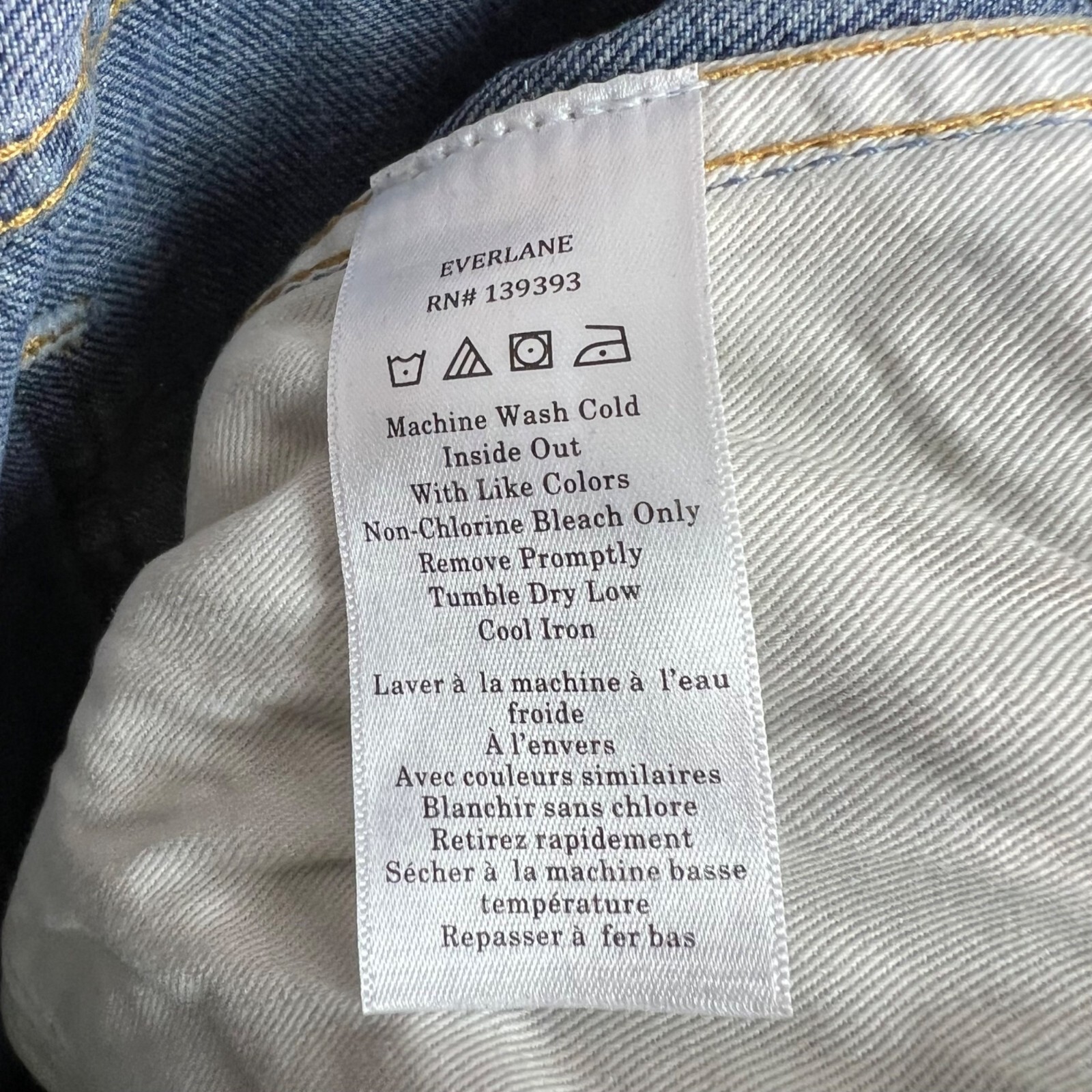 Everlane Buckle Back Womens 32 x 27 High-Waisted Straight Leg Blue Denim Jeans
