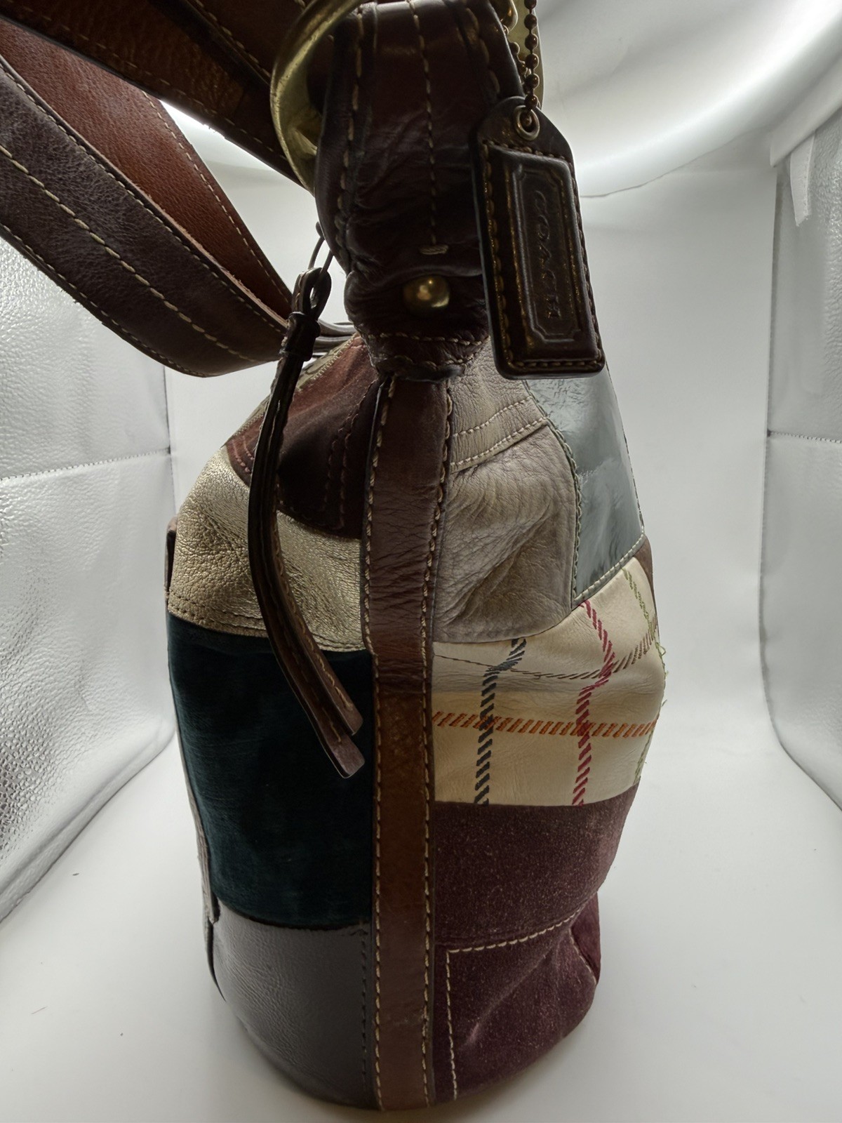 Coach Bleecker 11356 Patchwork Multicolor Bucket Shoulder Bag