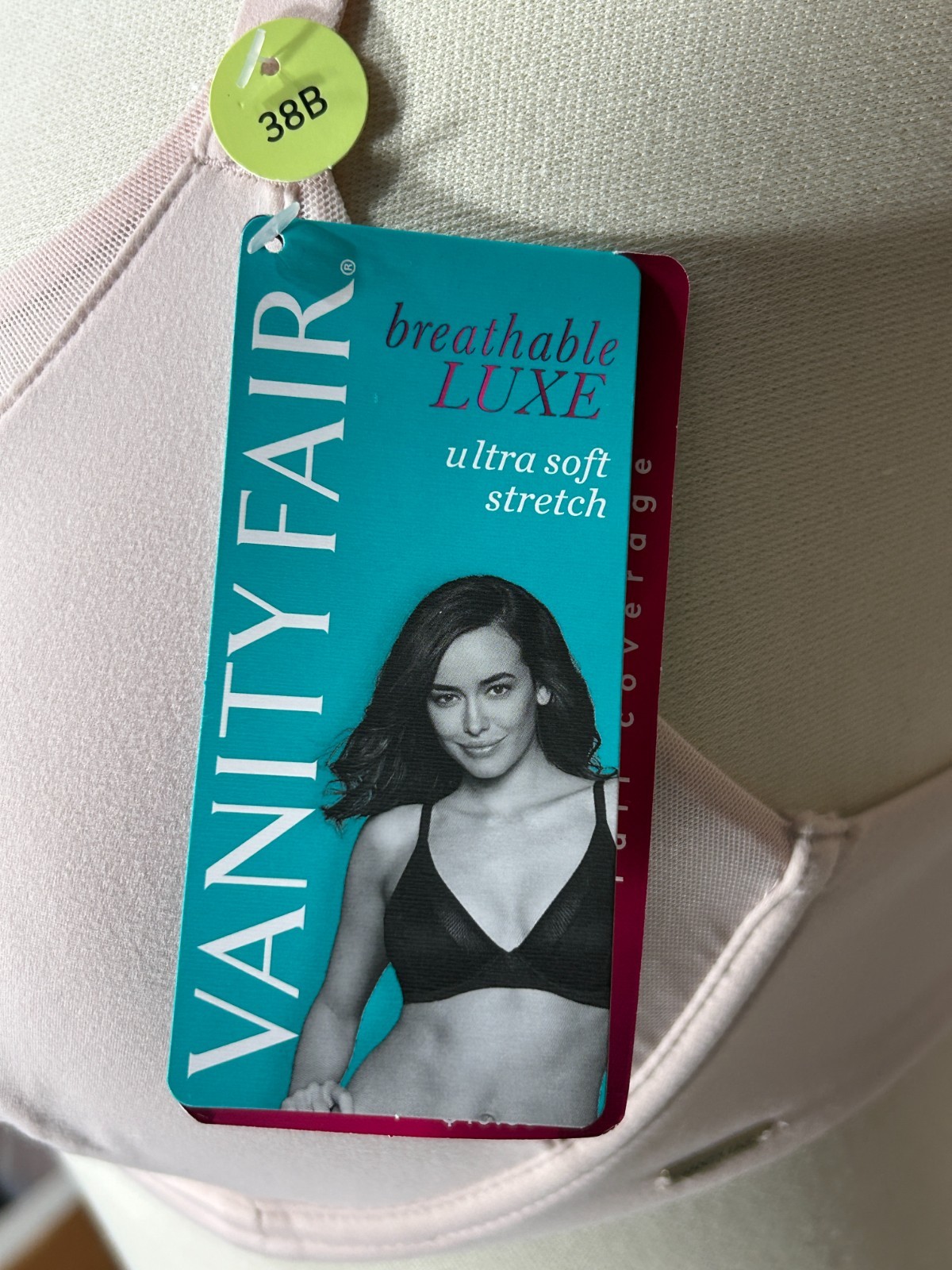 Vanity Fair Underwire T Shirt Bra 38B Breathable Luxe No Poke Wire Pink 75237