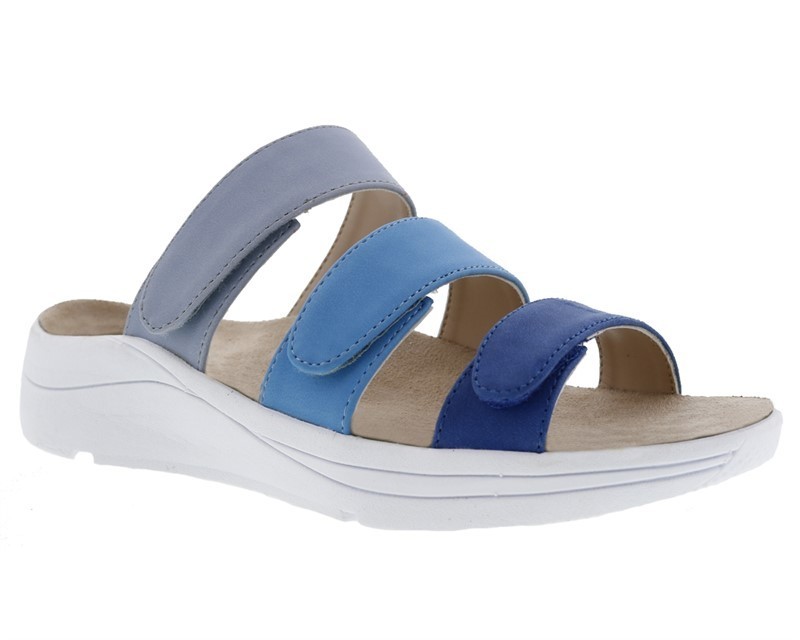 DREW SAWYER BLUE MULTI COLOR ADJUSTABLE SLIDE SANDAL WITH REMOVABLE INSOLE 6.5 W