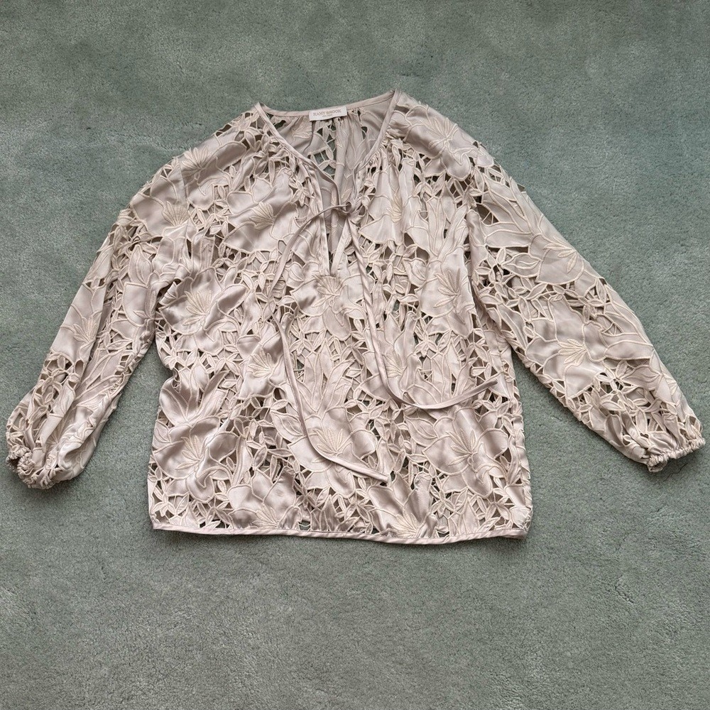 Ramy Brook Mikayla Eyelet-Embroidered Blouse Sz L