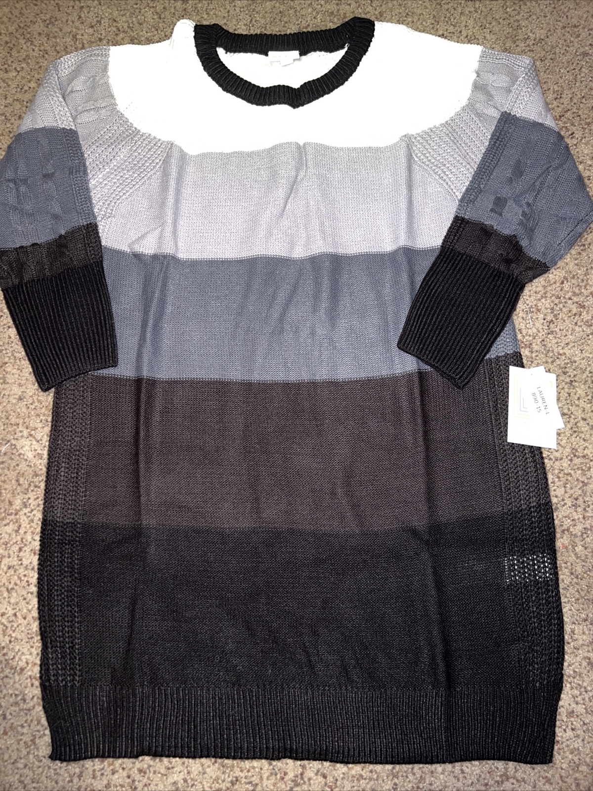 NWT White Black Gray Stripe LuLaRoe LAUREN SWEATER Dress Medium 10/12 8 New 🦄