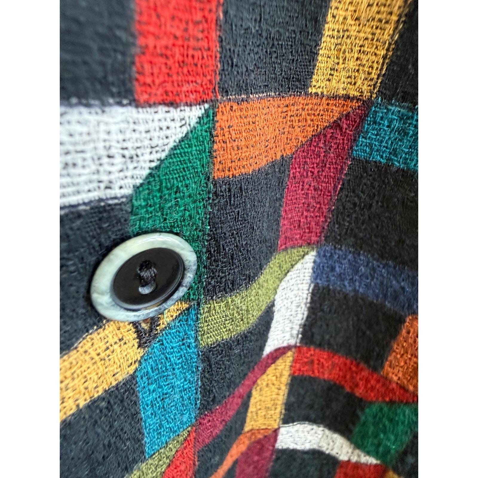 VTG Haupt Mens Geometric Multicolor Shirt Made in Germany Size 42 L 16.5