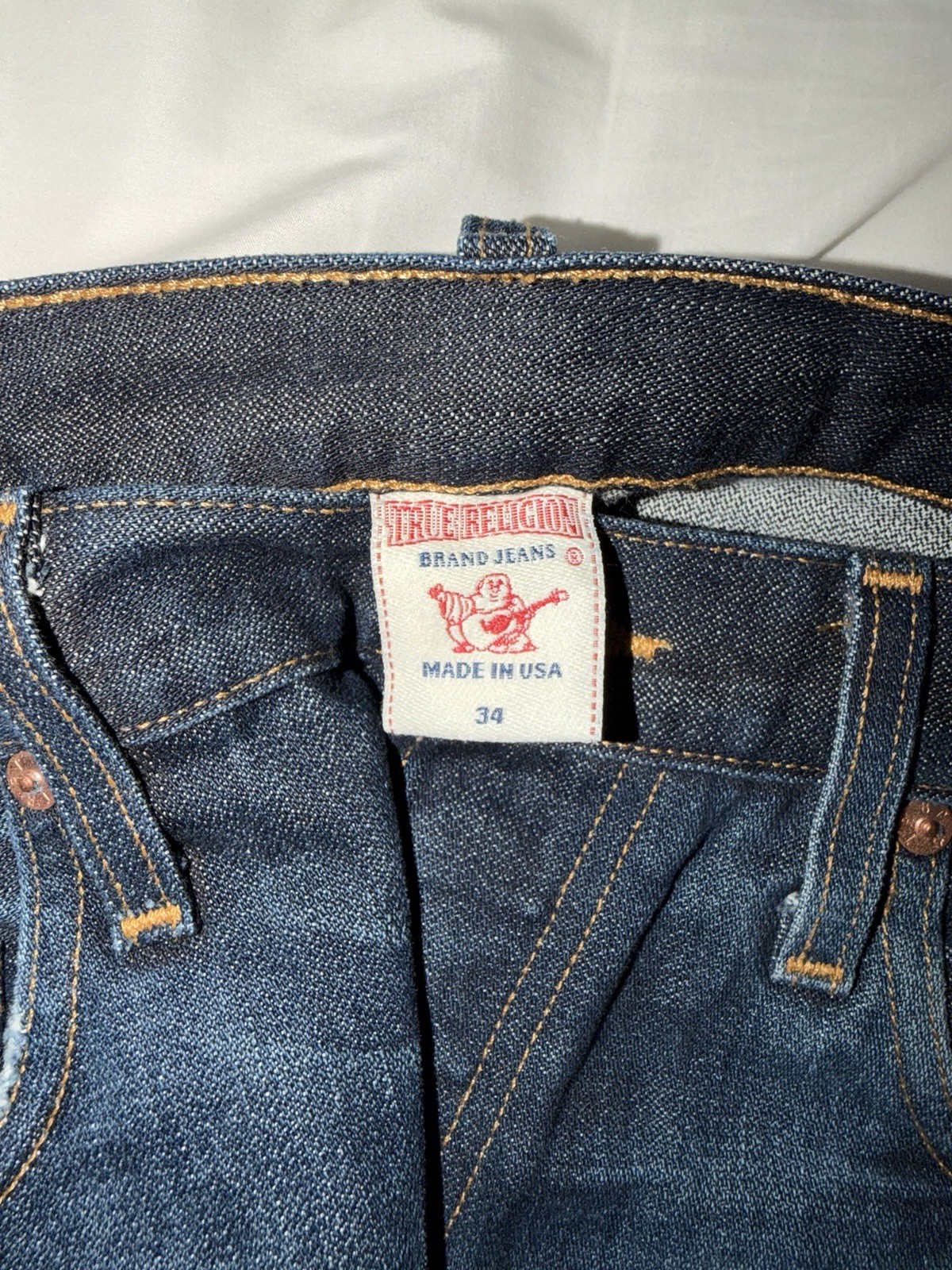 True Religion Men’s Blue Medium Wash Denim Straight Jeans Button Fly Size 34