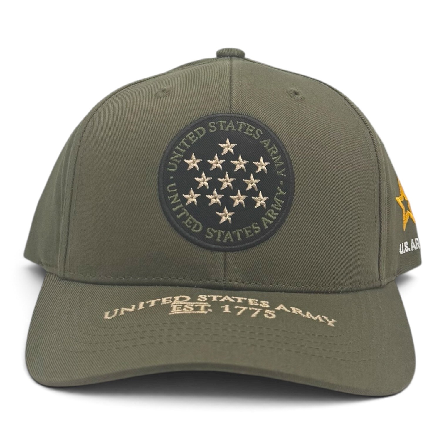 U.S. Army Licensed Military Veteran Premium Cotton Hat Snapback Olive Green