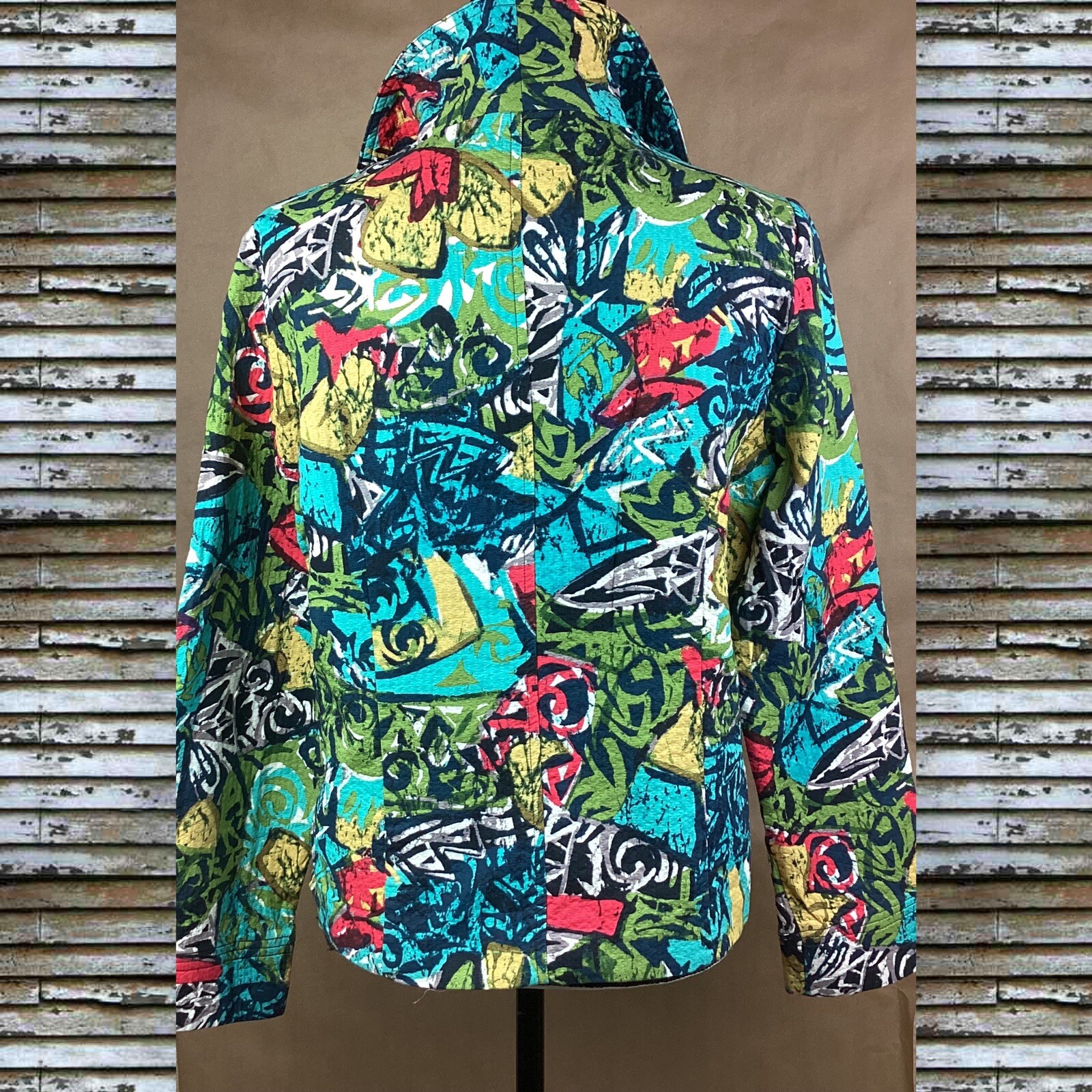 REQUIREMENTS Cotton Blend Blazer Jacket Vibrant Abstract Lined Women’s Size M