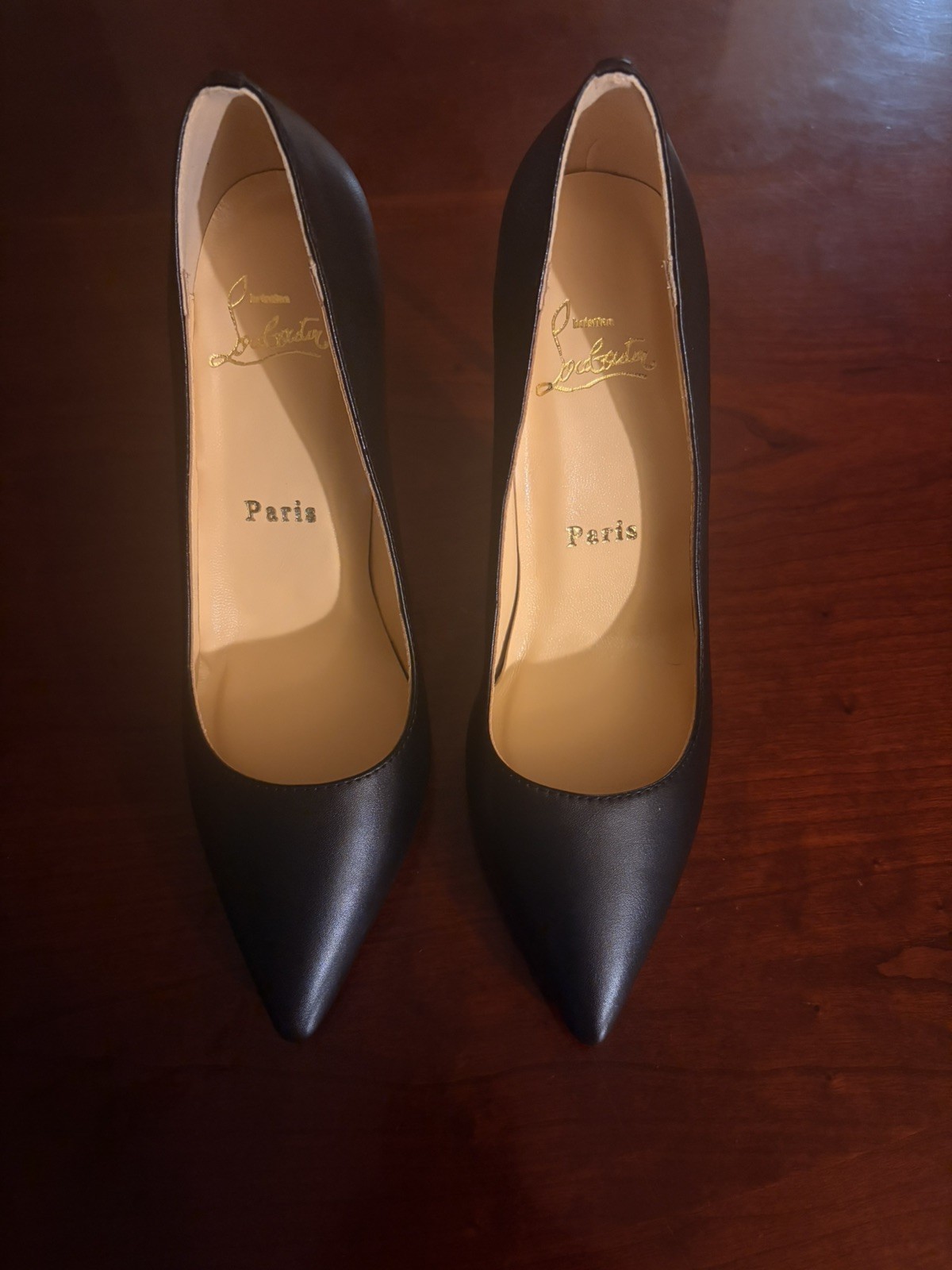 Christian Louboutin ‘Kate 85’ Pointed Toe Black Leather Pumps