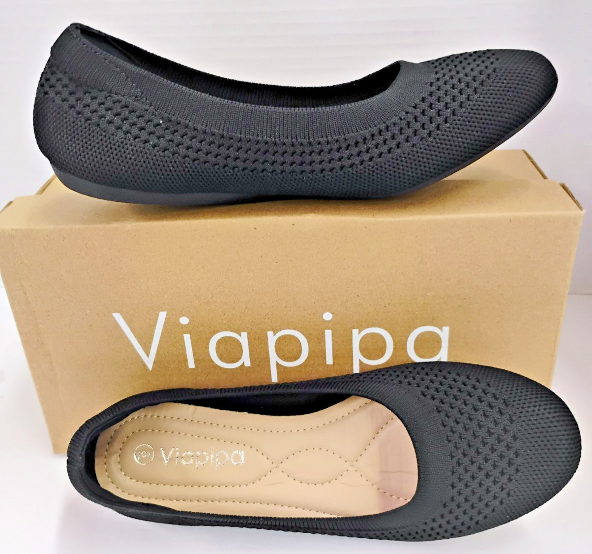New in Box – Viapipa Ballet Flats with Arch Support – Women’s Size 6 Black Mesh