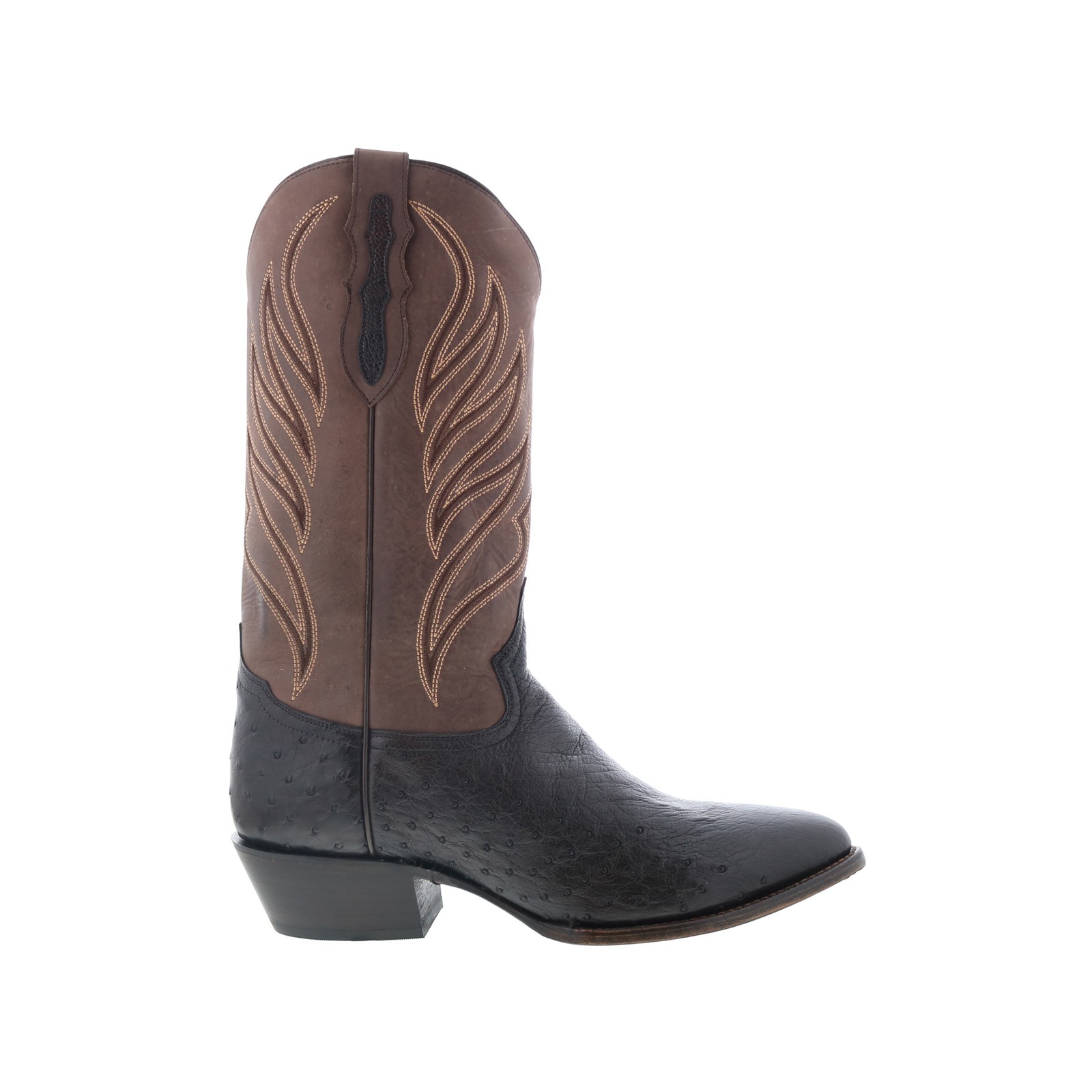 Tony Lama Ray Smooth Ostrich Round Toe Mens Black Wide Cowboy Western Boots