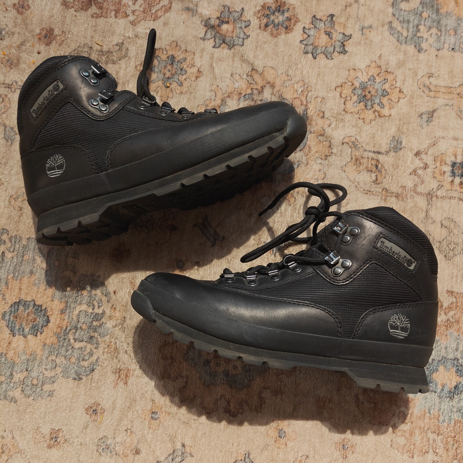 Timberland Euro Hiker Boots Black Leather Men 9.5 Style 56038