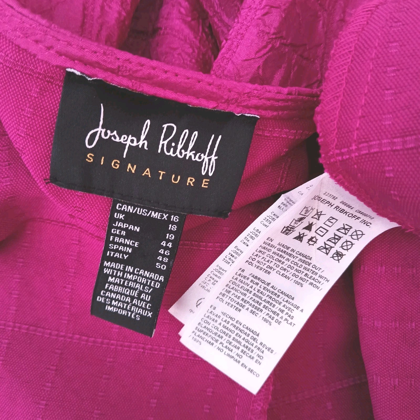 Joseph Ribkoff Signature Women Asymmetric Swing Jacket 16 Fuchsia Pink Church