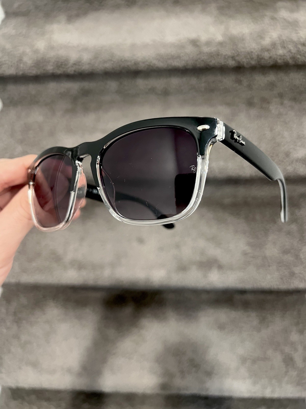 New Ray Ban Steve RB4487 4487 Black Clear Gradient Lens Size 54/18