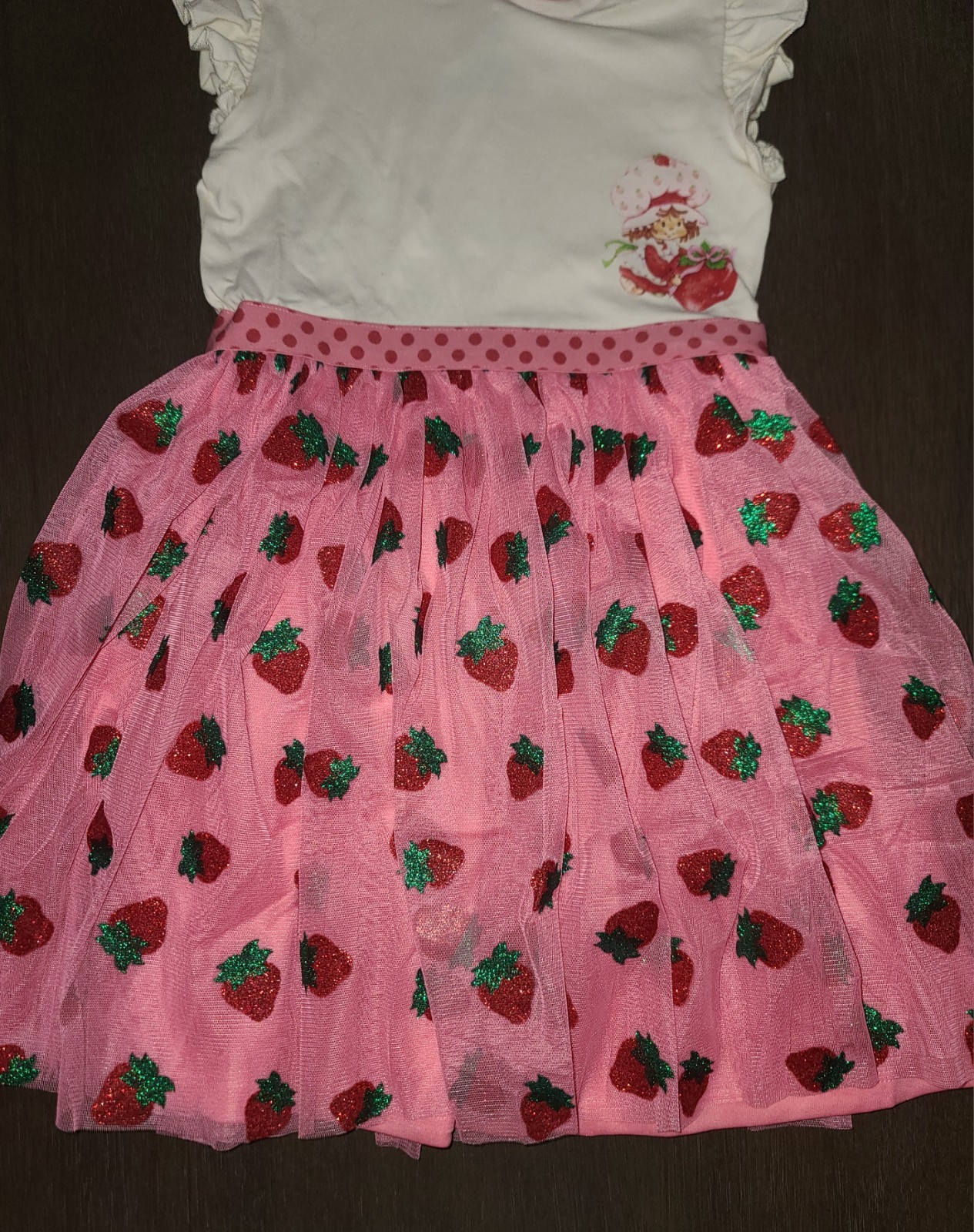 NEW GIRLS STRAWBERRY SHORTCAKE HOODED TULLE DRESS SIZE S 6-7