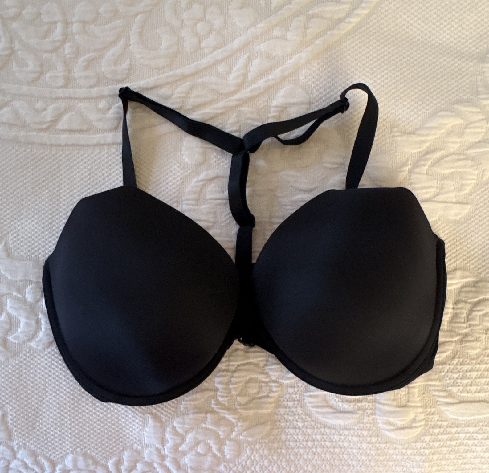 PINK Victoria’s Secret Push Up Bra Black/Pink Racerback Padded 36DD