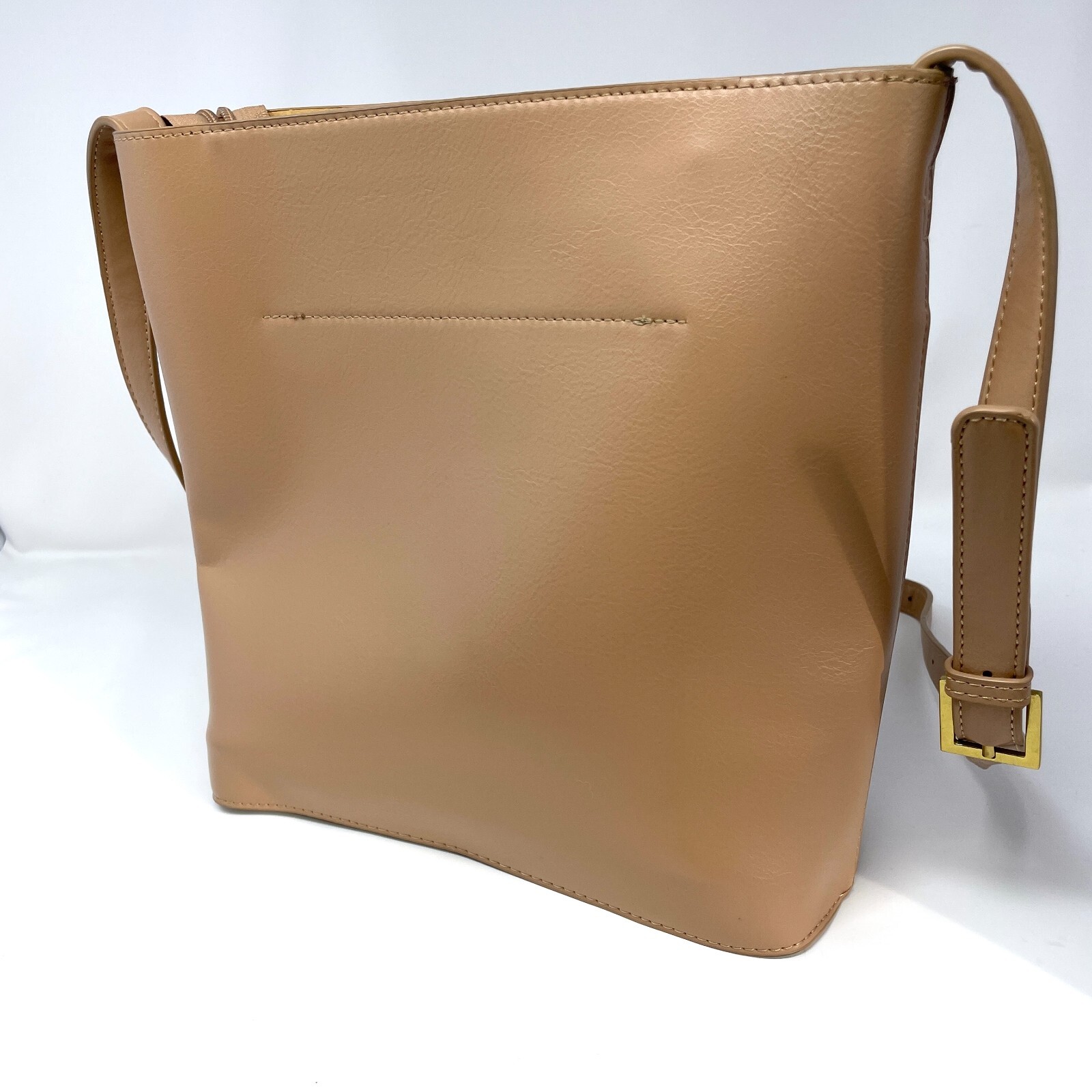 Pixie Mood Mag 10.25 x 11 Vegan Leather Crossbody Bag, Sand Color (flaws)
