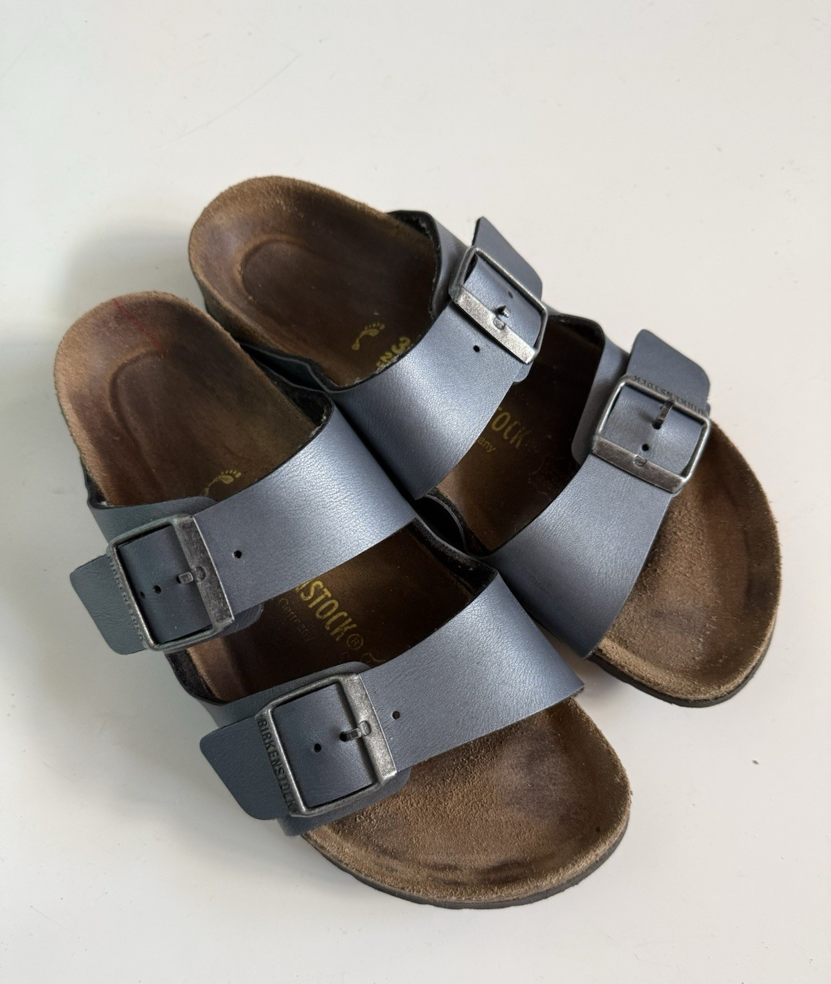 Birkenstock Arizona Birko-Flor Leather Sandals Blue 39/8-8.5 Medium/Narrow