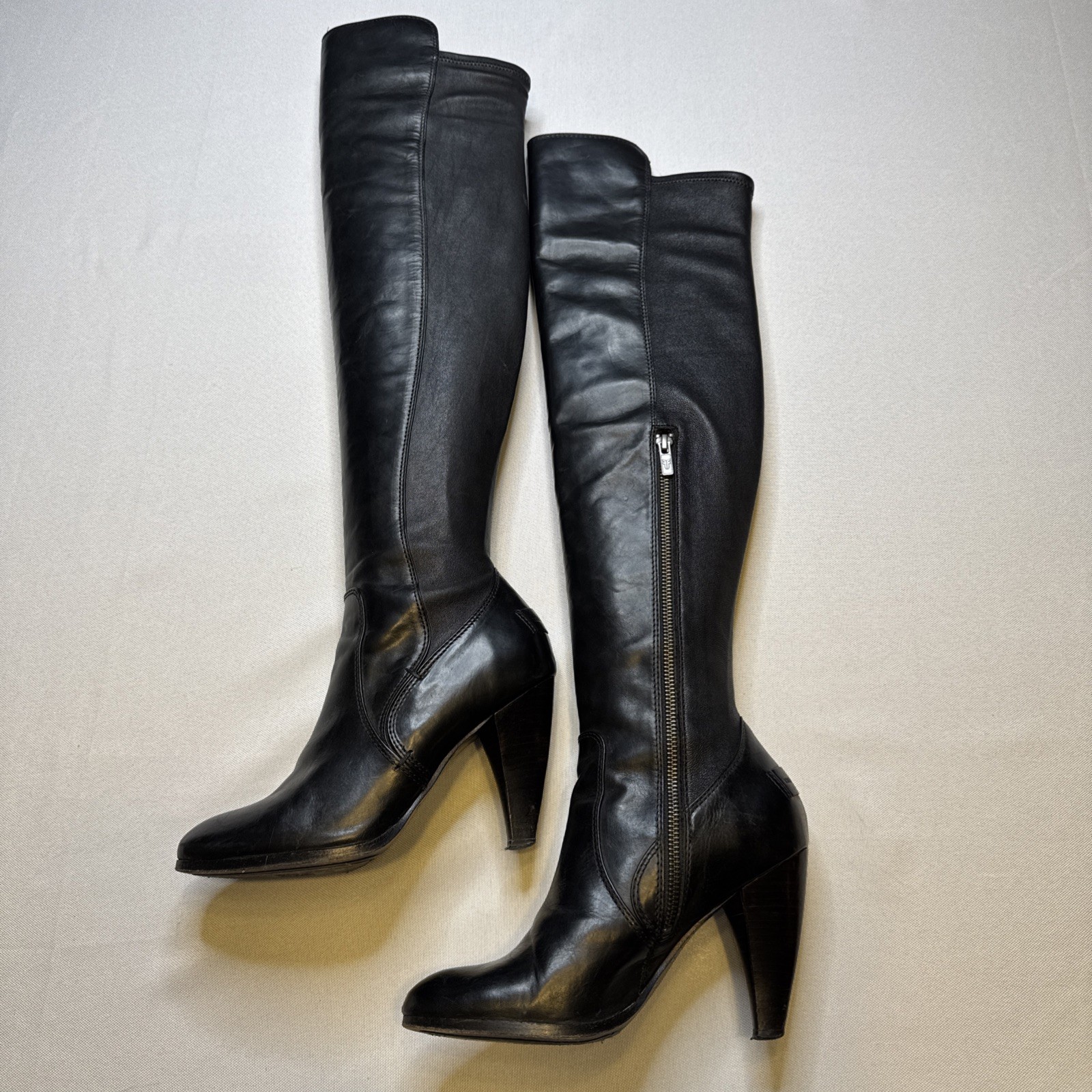 Vintage FRYE Mikaela Boots Black Sz 8M Over the Knee High Heel Leather