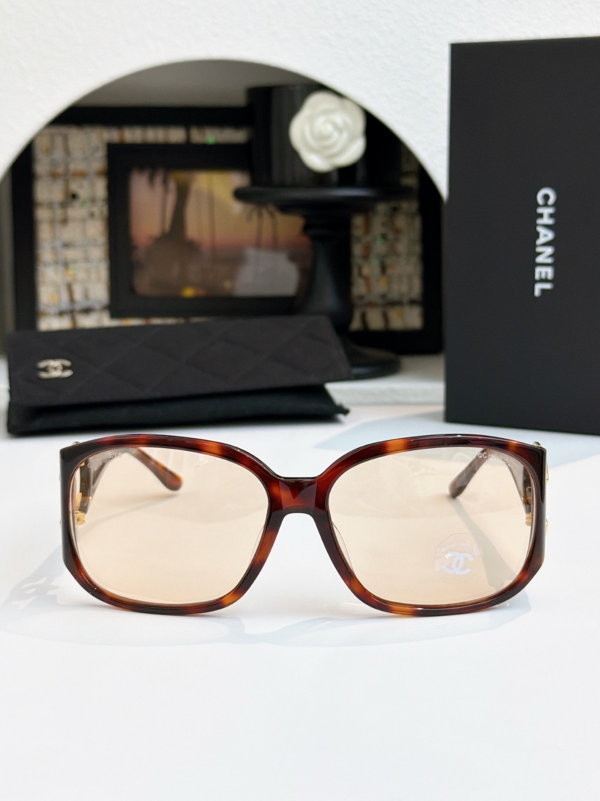 Chanel 6014 Designer Sunglasses Women Vintage Tortoise Frame CC Mark Luxury