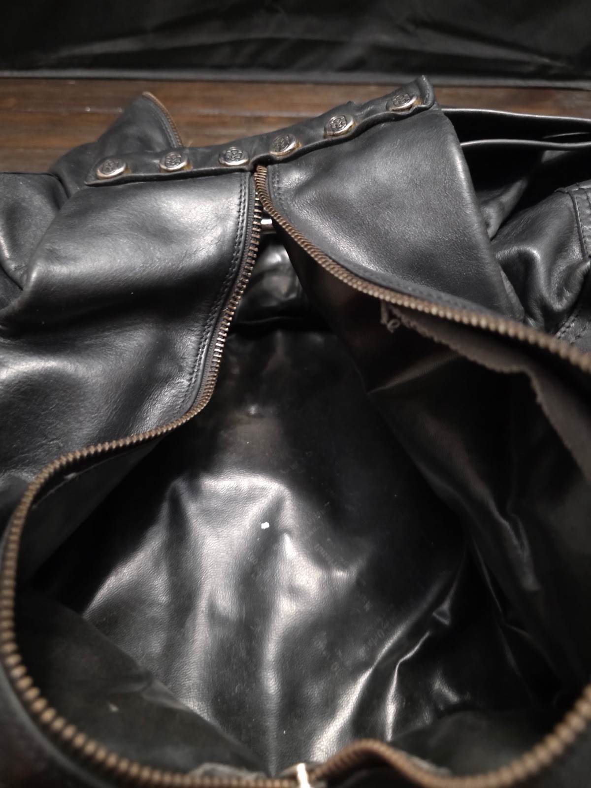 Marino Orlandi Italian Black Leather Metal Accents Sling Crossbody Bag