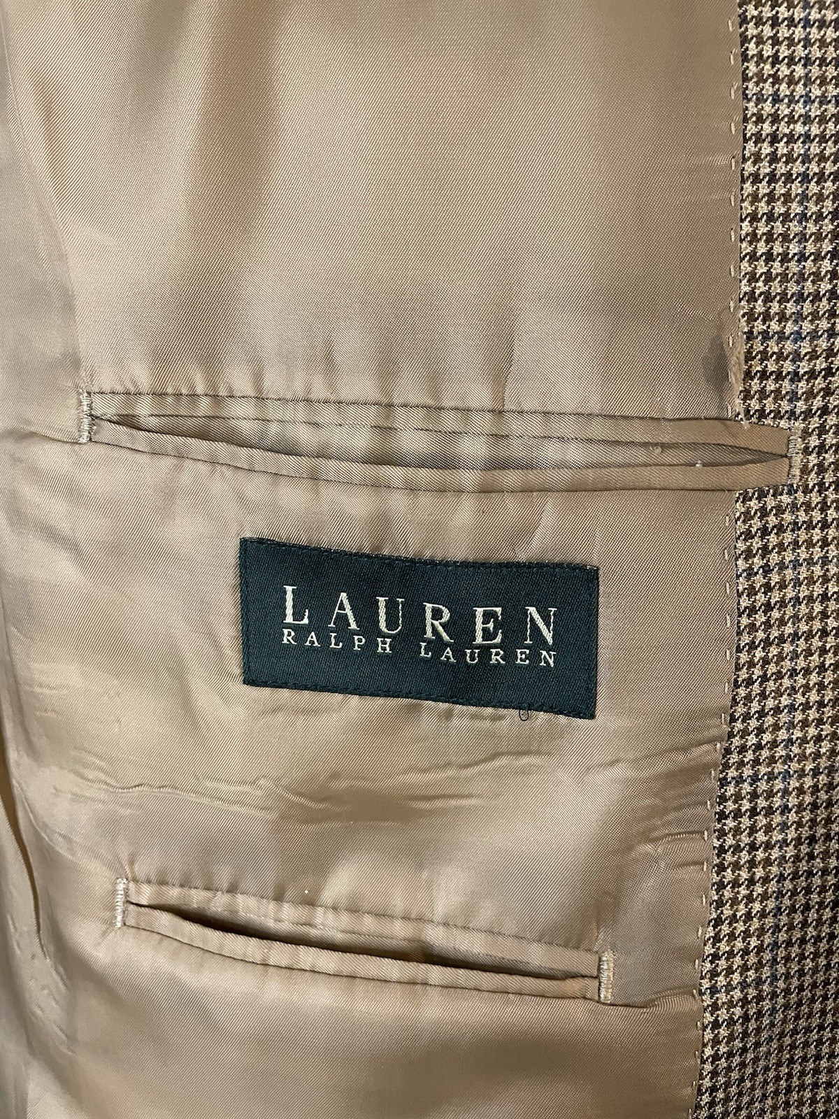 Ralph Lauren Blazer Sport Jacket 40R Beige/Tan hound’s-tooth