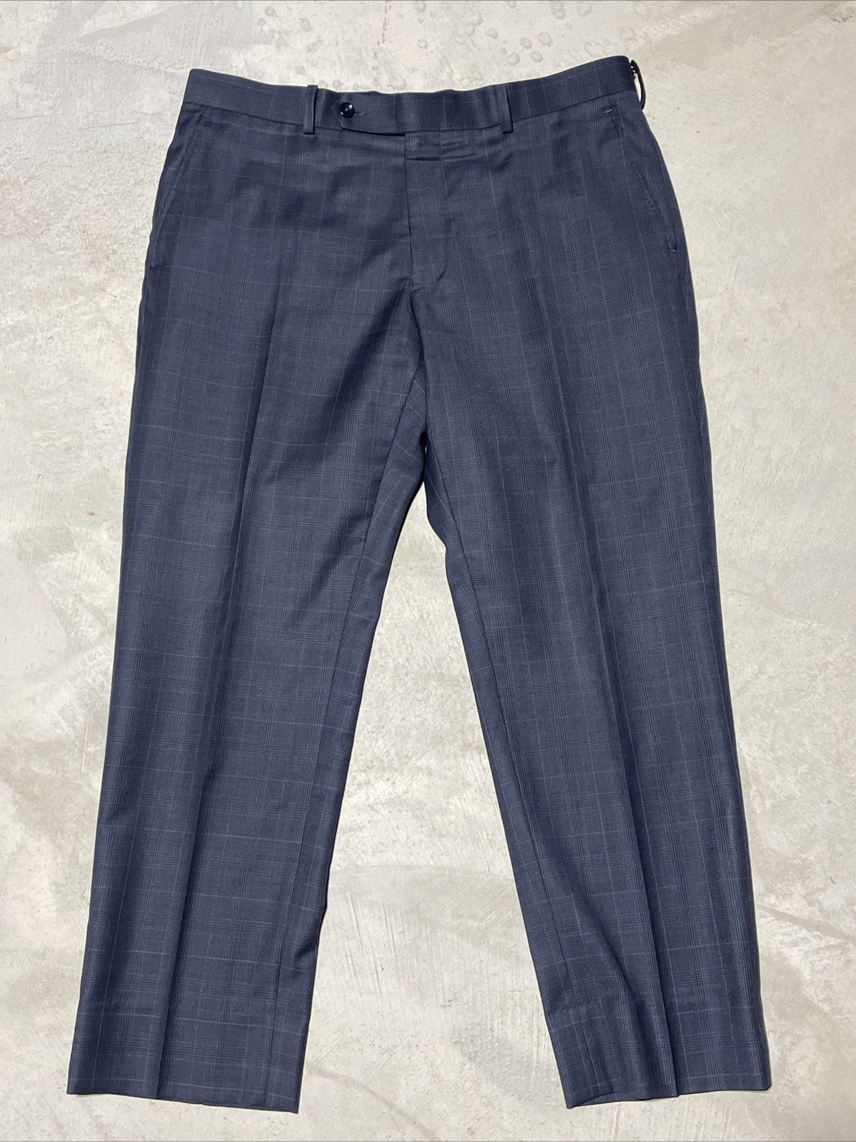 Savile Row Bespoke Grey Purple Plaid Wool Trevira Two-Piece Suit SZ L 36×29