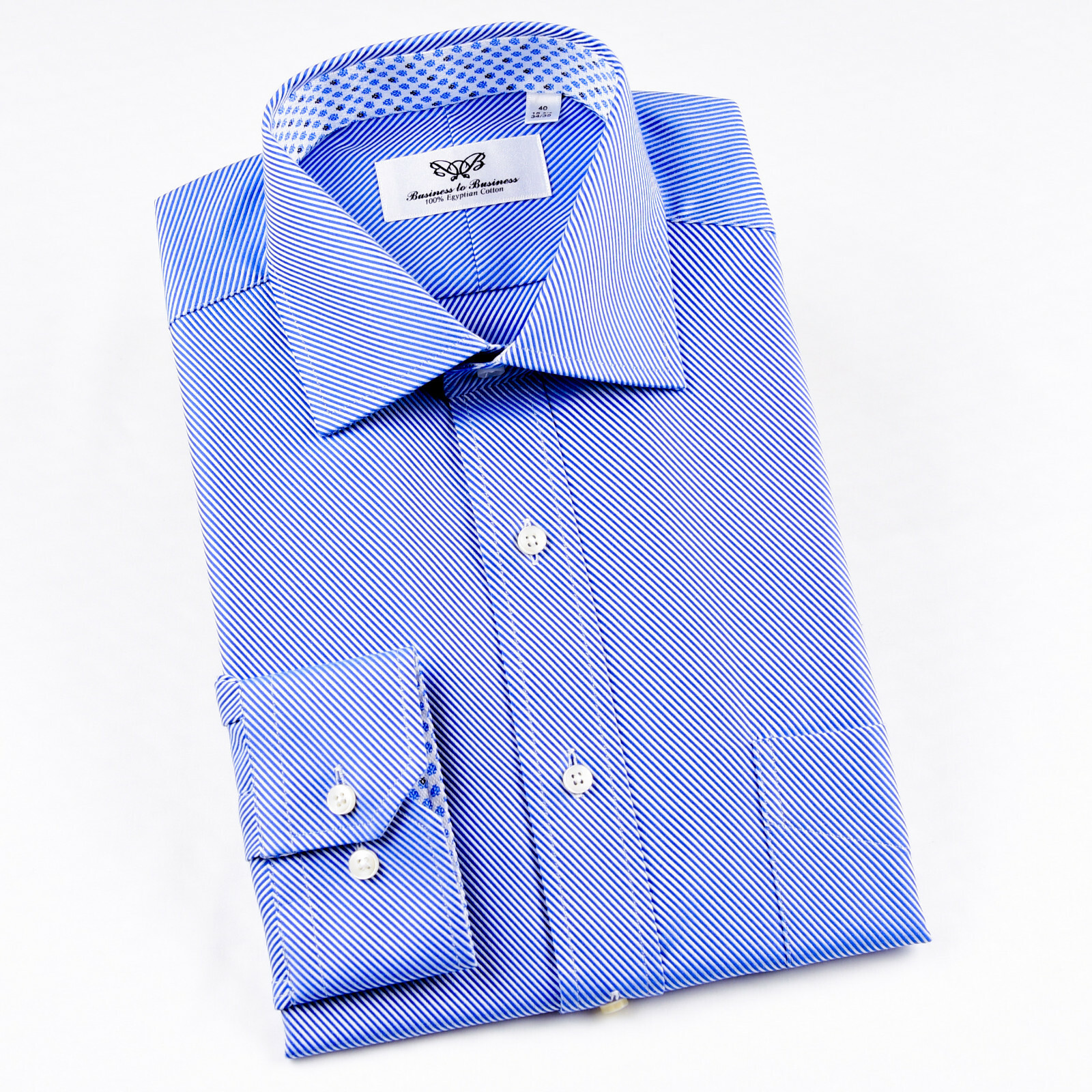 Mens Elegant Blue Twill Double Ply 80’s Fine Wevon Formal Business Shirts