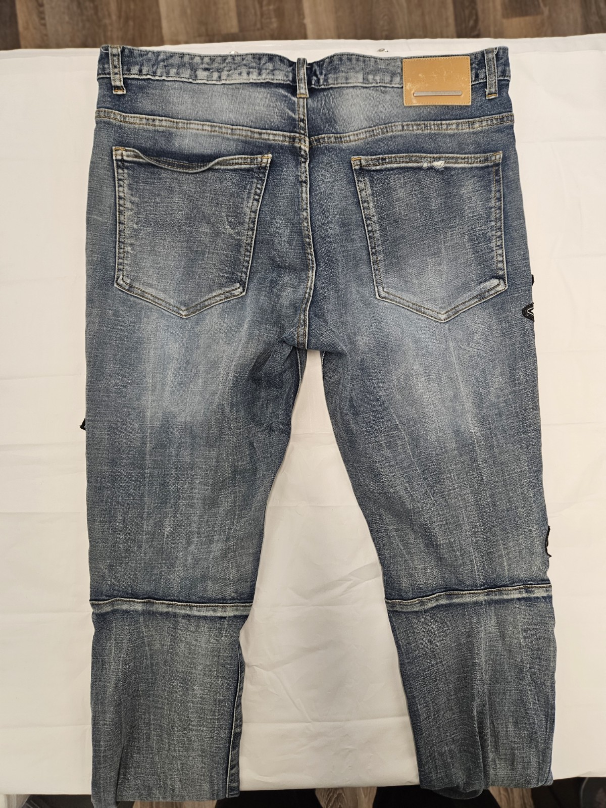 First Row Patch Jeans Mens Size 36×32 Blue Slim Style