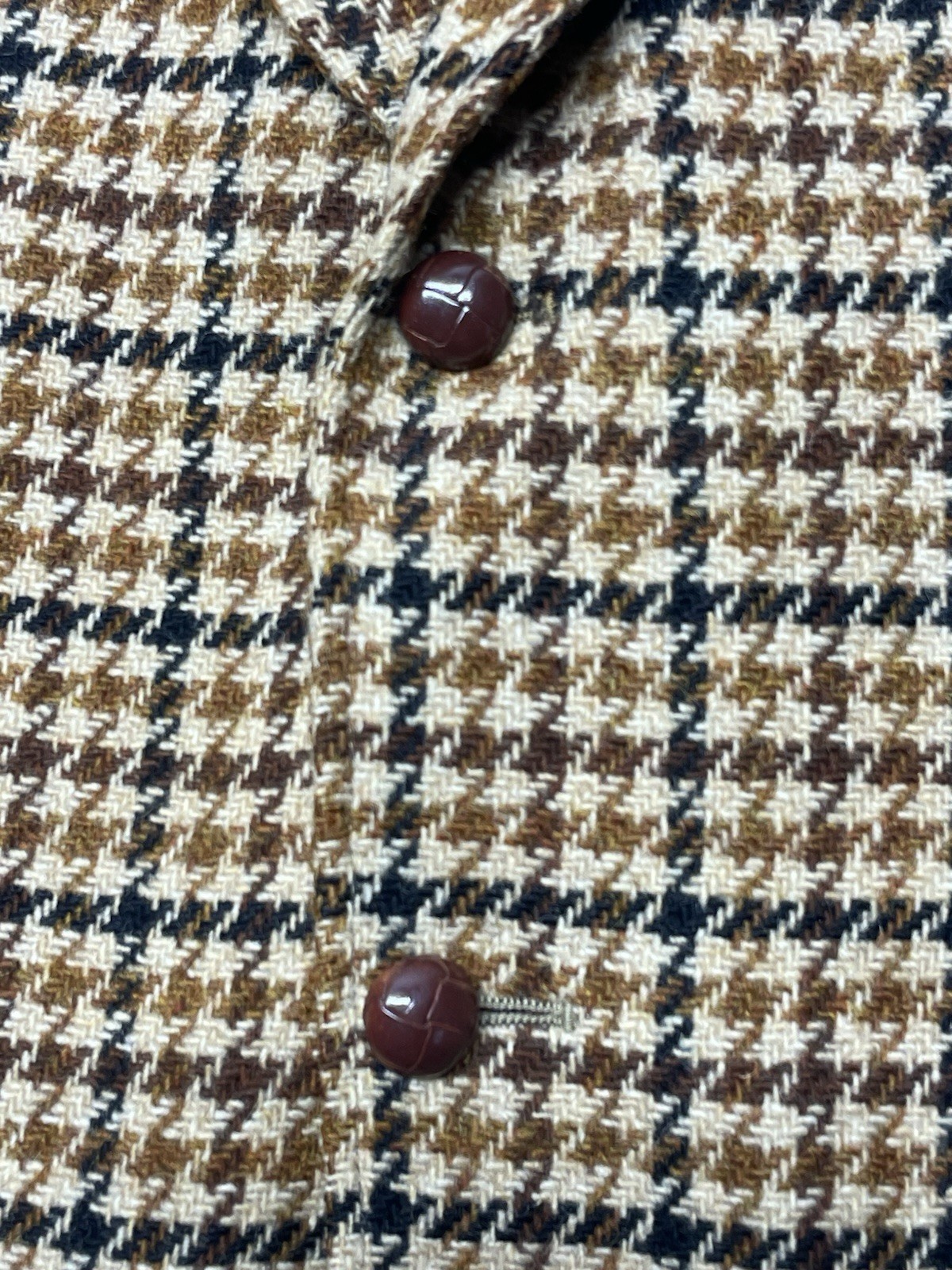 VTG Brown Plaid Elbow Patches Blazer Jacket Men 44” Preppy Hipster Retro 70s 80s