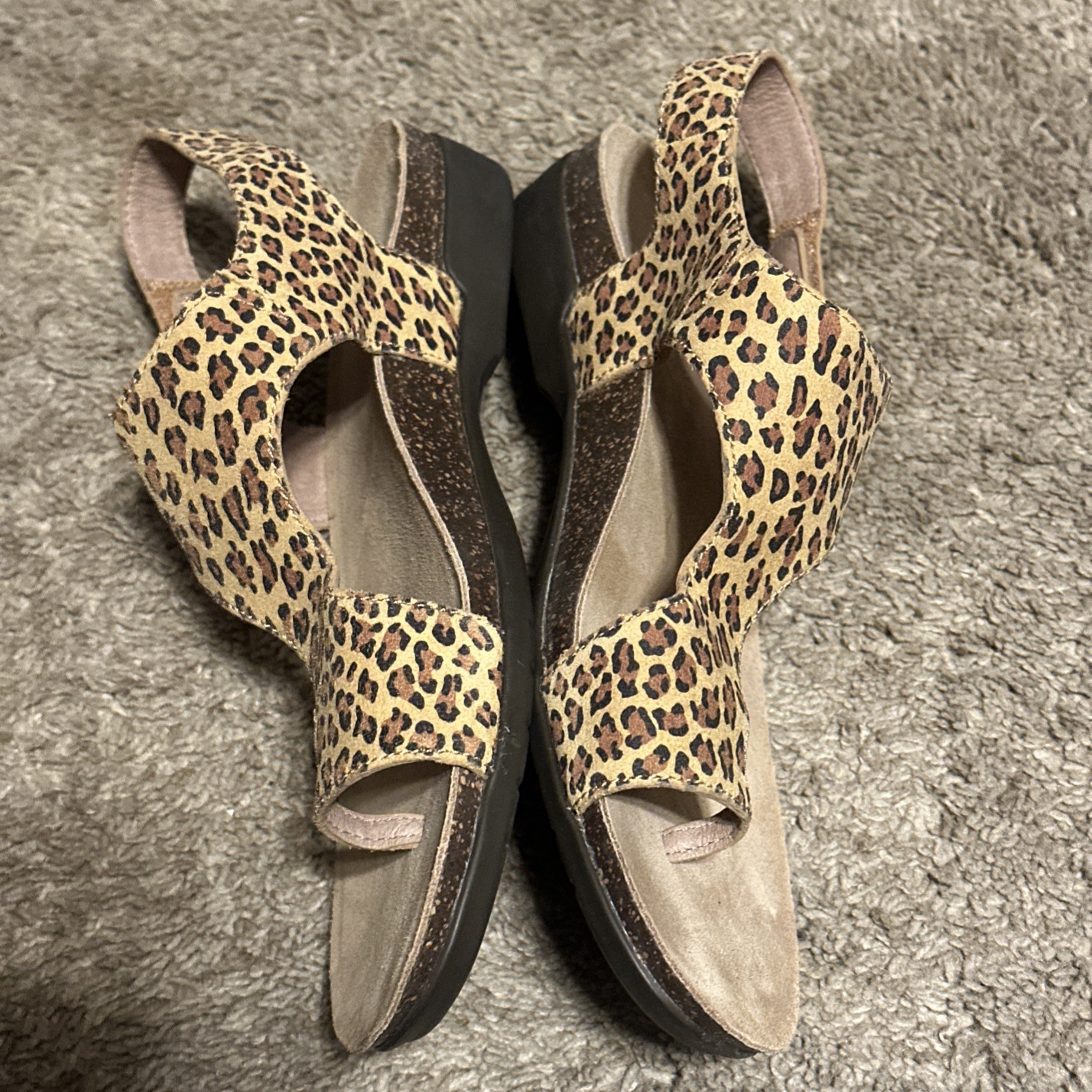 Dansko Reece Leopard Print Leather Strap Sandals Size 41 US Size 10.5/11