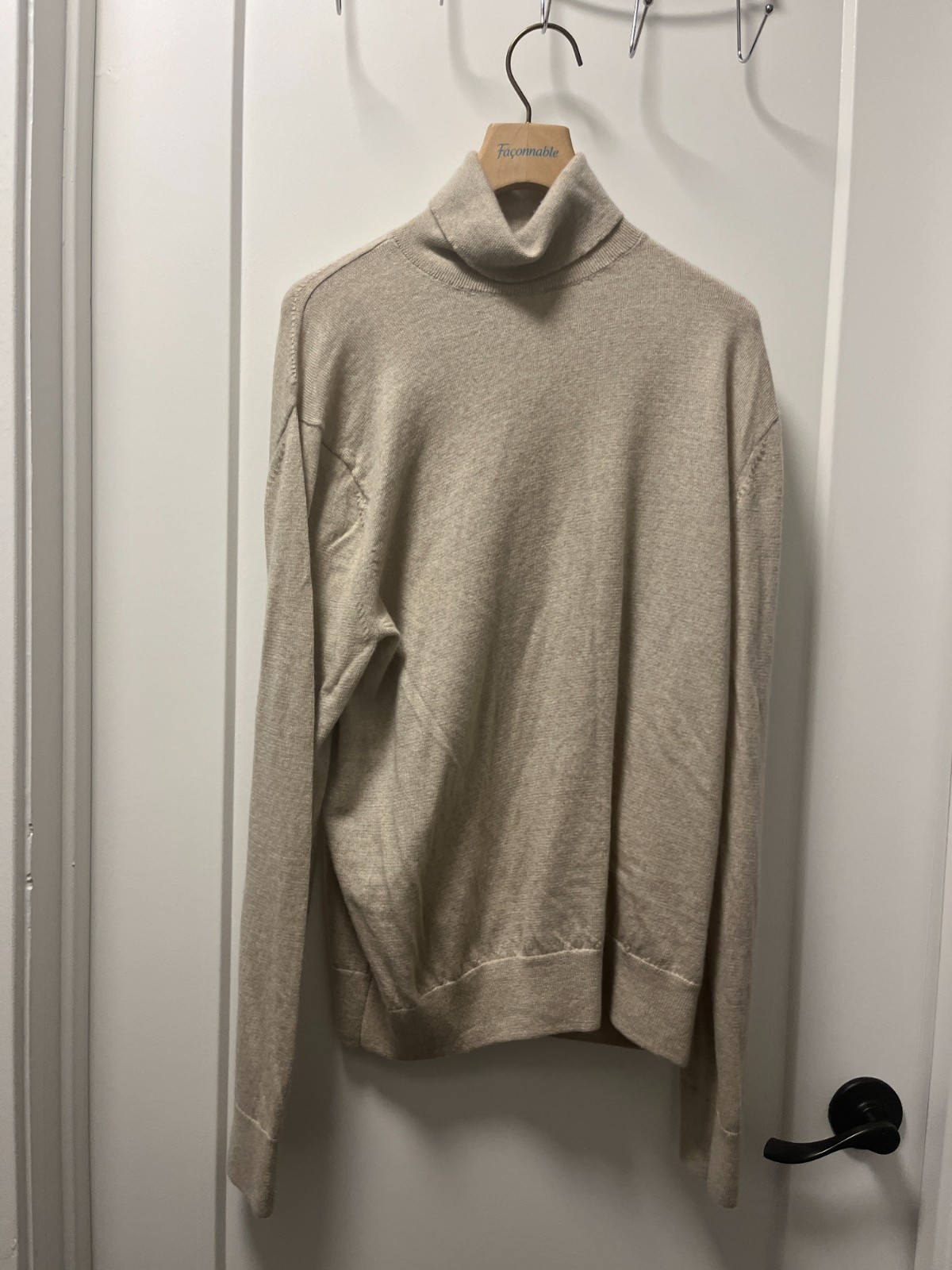 Banana Republic Italian Merino Wool Mock Neck Sweater Oatmeal Beige Large