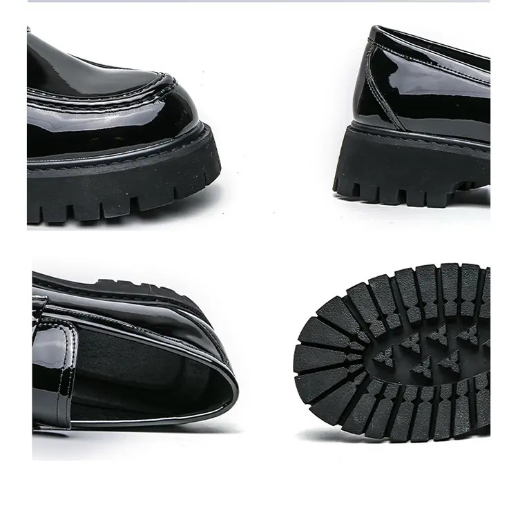 Men’s Platform Color Splicing Faux Leather Slip On Dress Thick Sole Formal Shoes