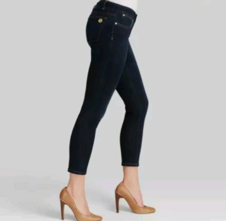 MICHAEL KORS IZZY Blue Jeans 26″ inseam ANKLE crop MK logo pocket- Skinny NEW