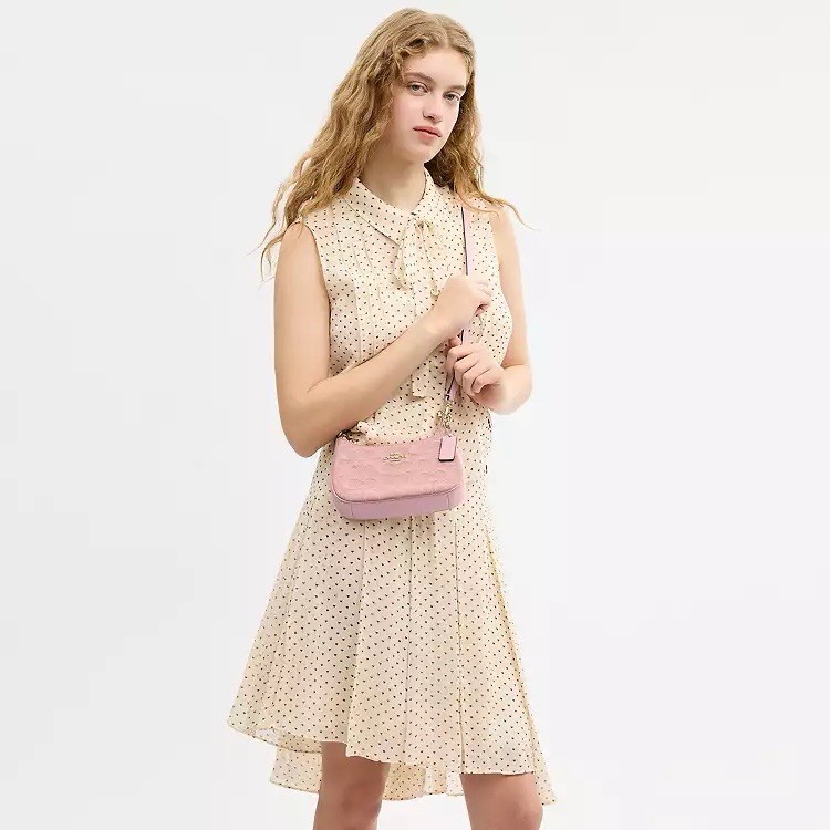 Coach Mini Teri Pink Denim Small Shoulder/Crossbody Bag Gold Hardware Strap