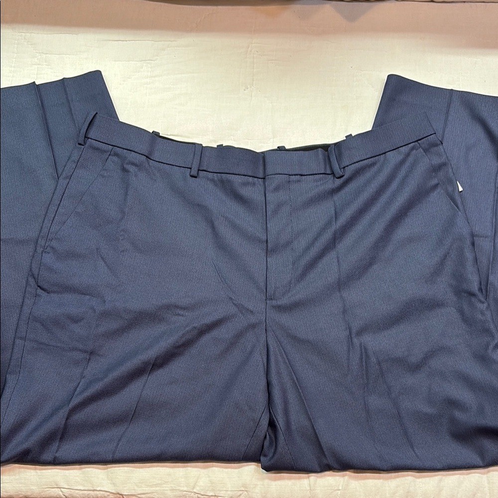 Perry Ellis Portfolio Blue Slim Fit Flex Stretch Gripper Waist 40×29 Pants NWT