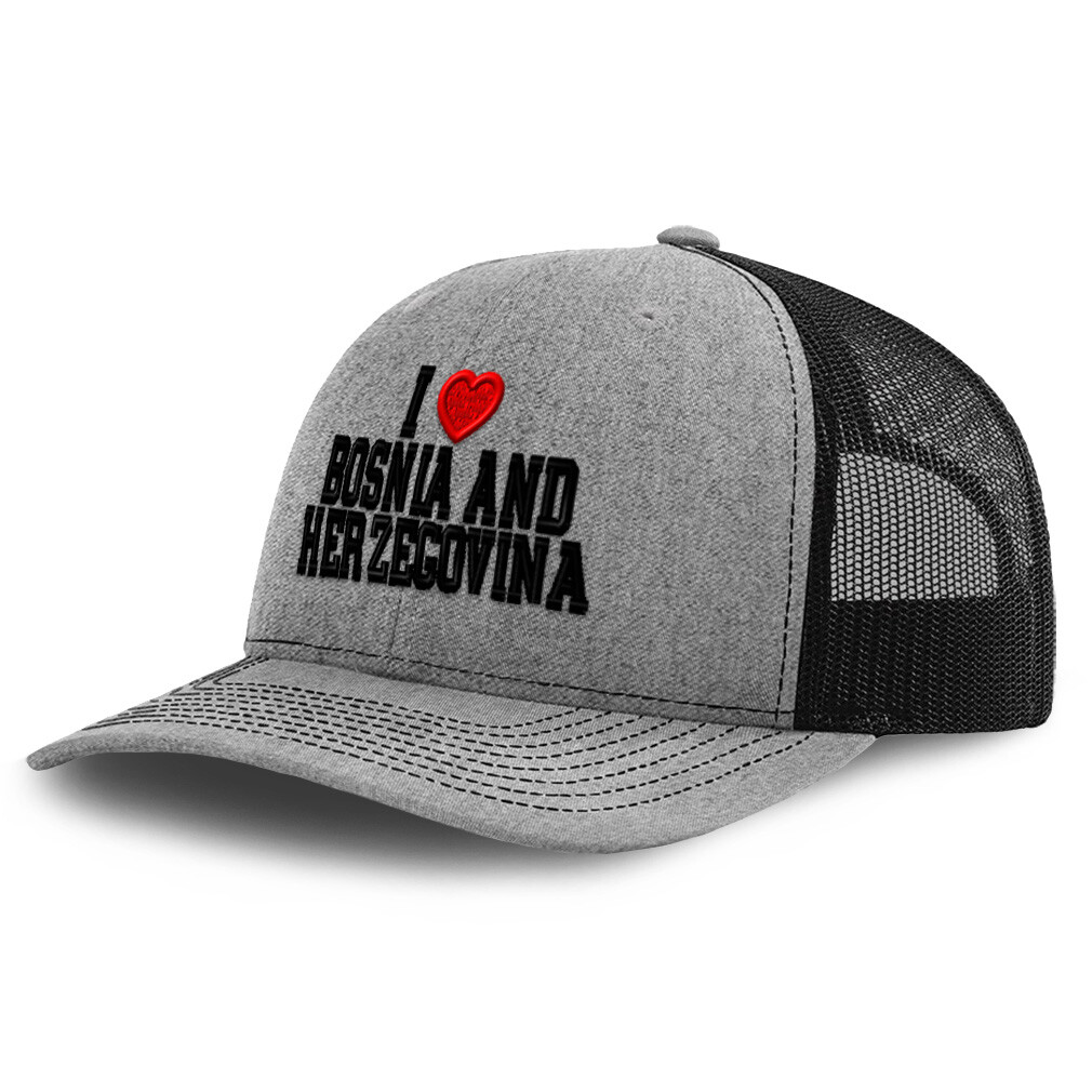 Richardson Trucker Hat I Love Bosnia and Herzegovina Polyester Baseball Cap