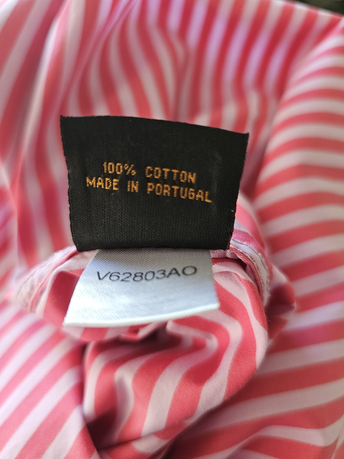 Simon Carter Stripe Shirt Size 16.5″ Slim Fit Luxurious Fabric Cotton Pink Lilac