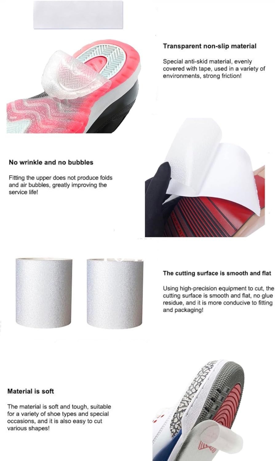 Sneaker Sole Protectors 4 Pack – Clear Self-Adhesive Shoe Sole Guard & Anti-Slip