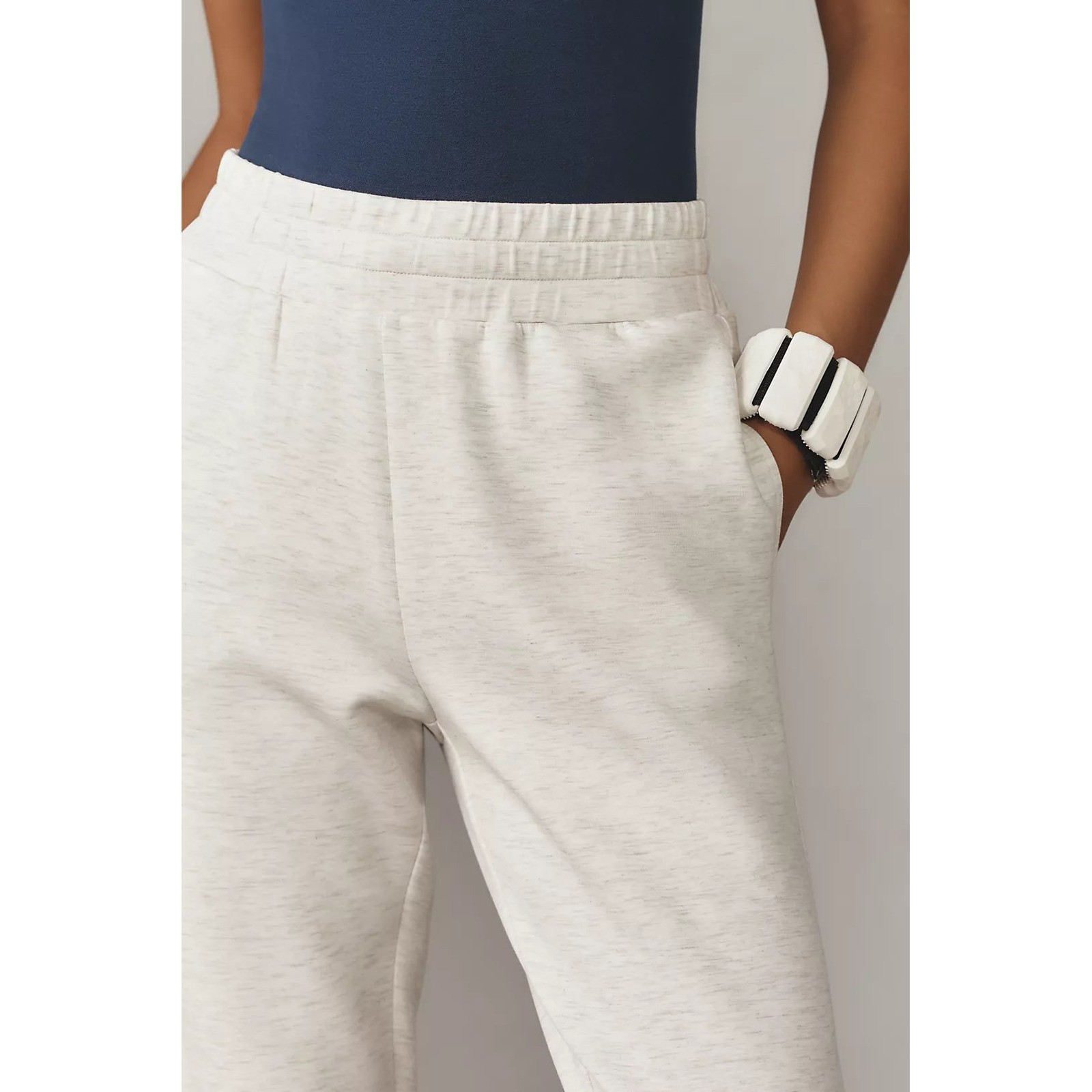 NWT Varley Doublesoft Slim Pant 25″ Ivory Marl Sz XL Anthropologie $120 Joggers