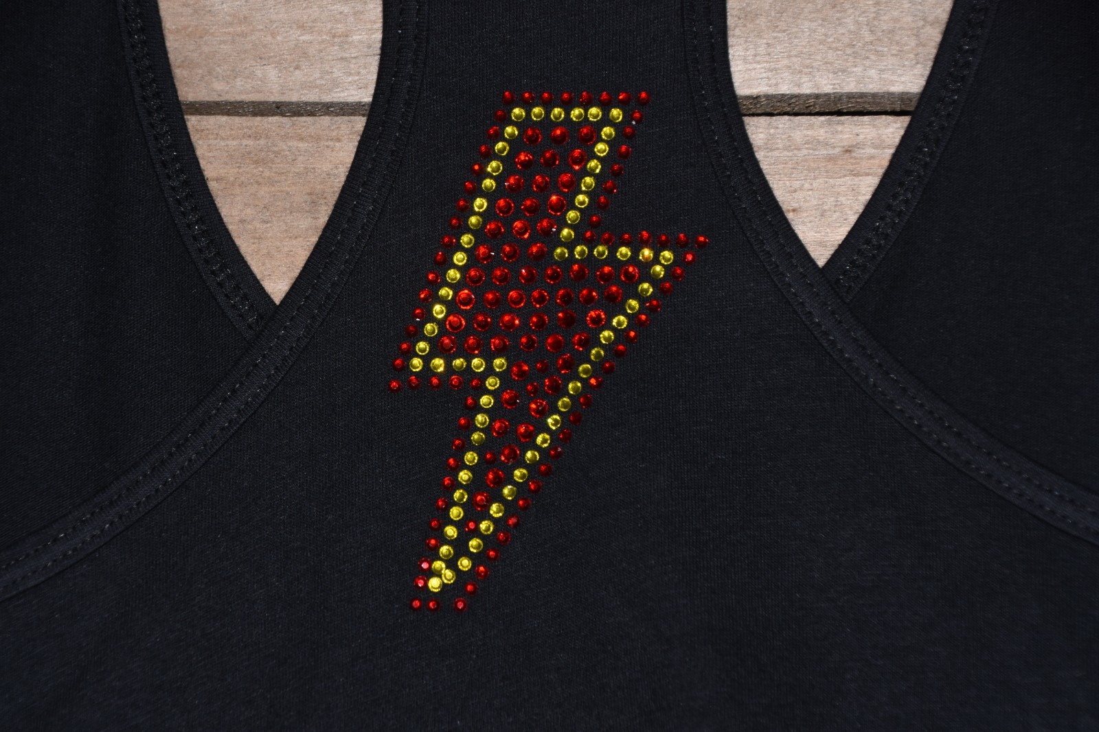 AC/DC rhinestone racer back tank top XS, S, M, L, XL, 2XL red yellow