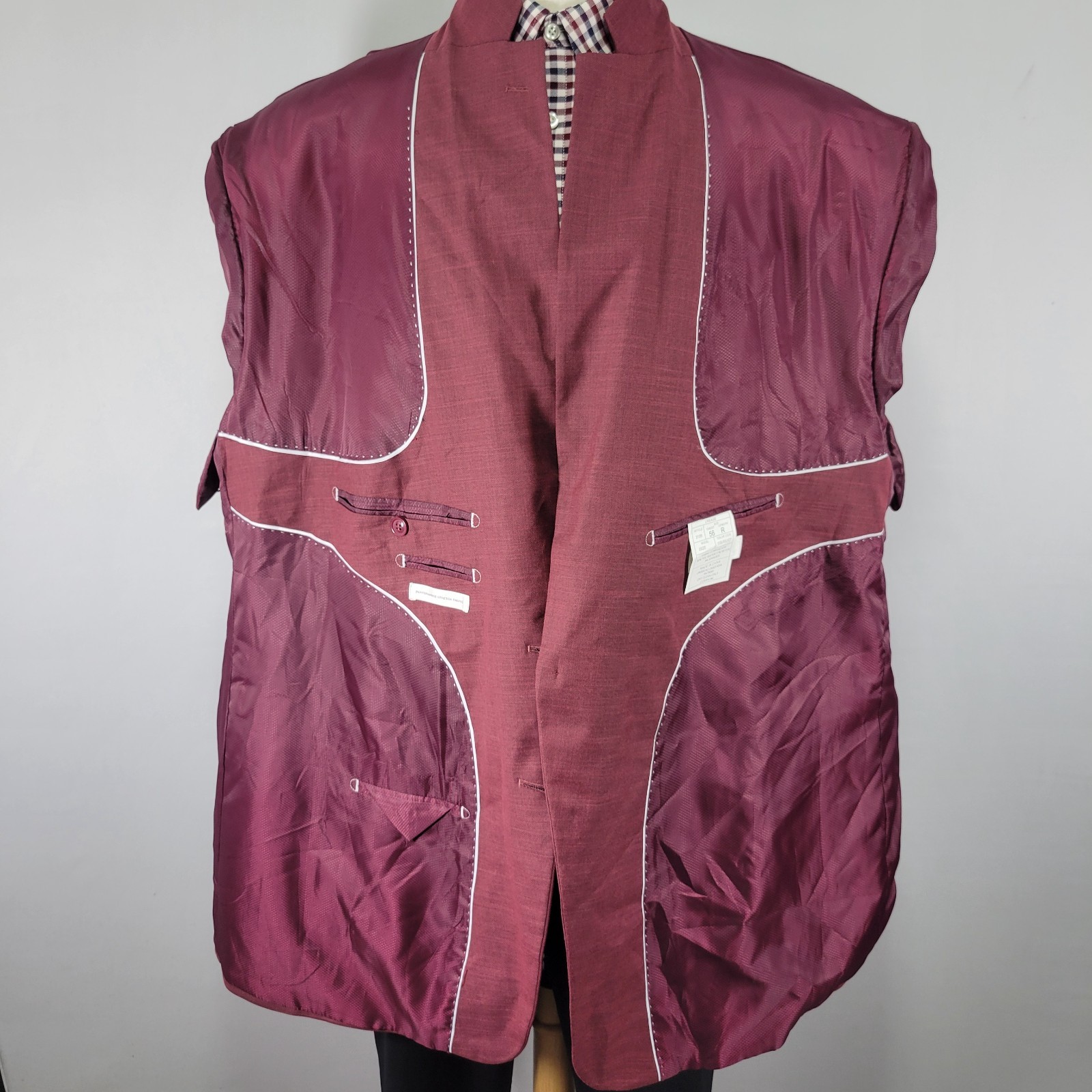 Lineage Men’s Sport Coat Blazer Two Button Burgundy Performance Stretch 56R