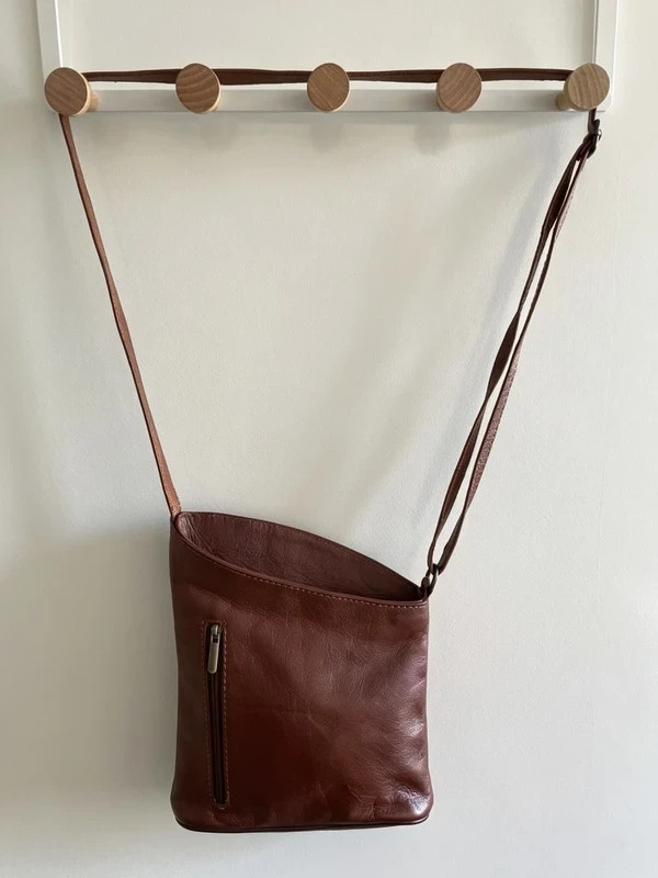 Dark brown leather saddle bag elegant minimalist crossbody bag