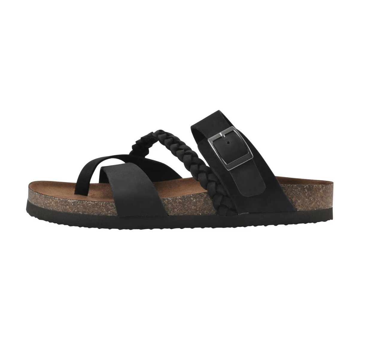 Mountain Sole Black Sandal size 8, woman’s NEW IN BOX
