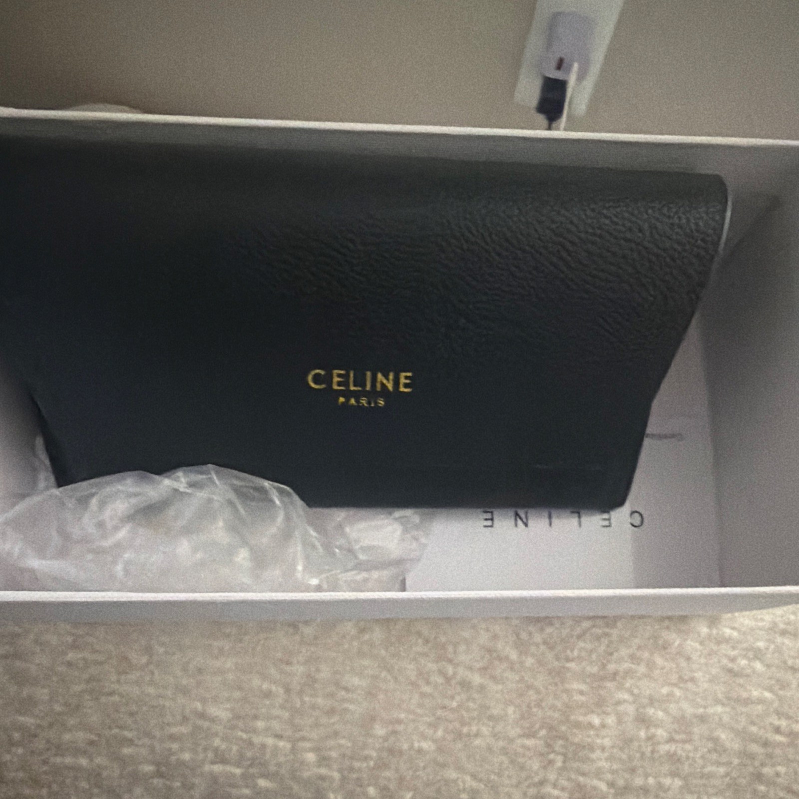 CELINE Women’s Oversized Oval Sunglasses Black Frame/Black Tinted Lens Logo
