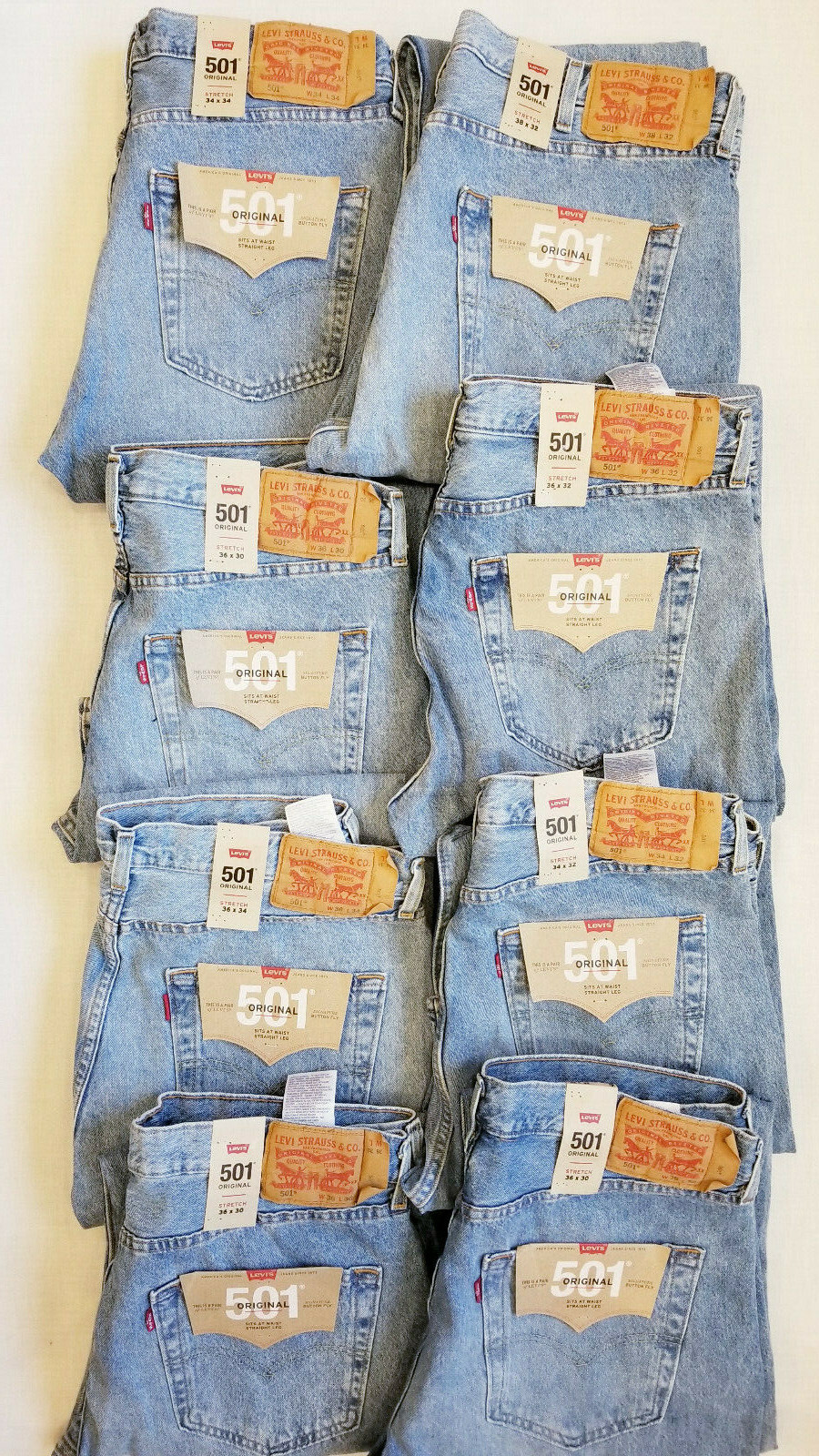 Levis 501 Original Mens Stretch Jeans Distressed 30,32,33,34,36,38,40,42 #2664