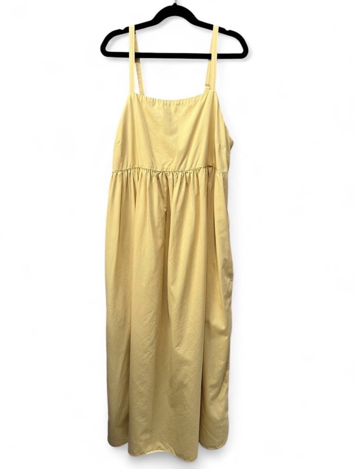Madewell Cottagecore Summertime Yellow Cotton Modal Cami Midi Dress Size Small