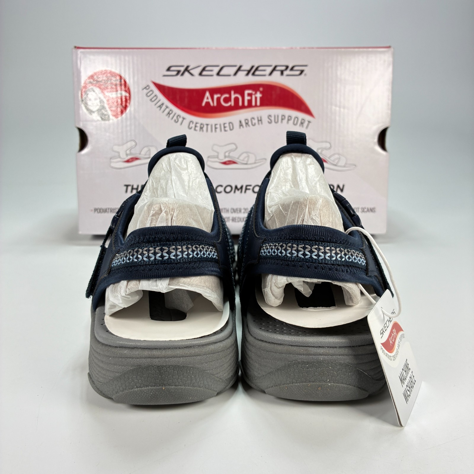 Skechers Arch Fit Reggae Groundbreaking Navy Fisherman Sandals Women’s Size 8