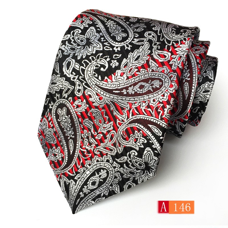 8cm Jacquard Fabric Classic Men’s Tie Satin Necktie Embroidered Floral with Box