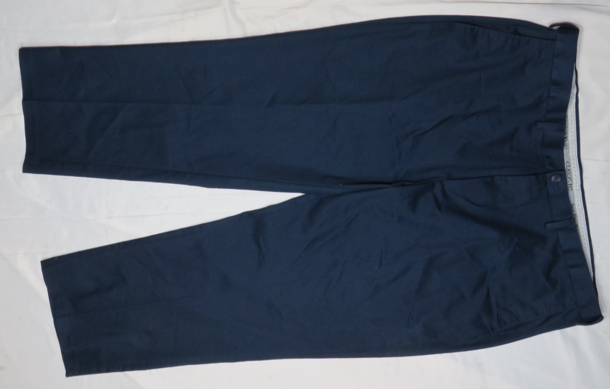 HAGGAR MEN PANT 44×29 NAVY CLASSIC FIT PREMIUM COMFORT DRESS SLACK HC01000