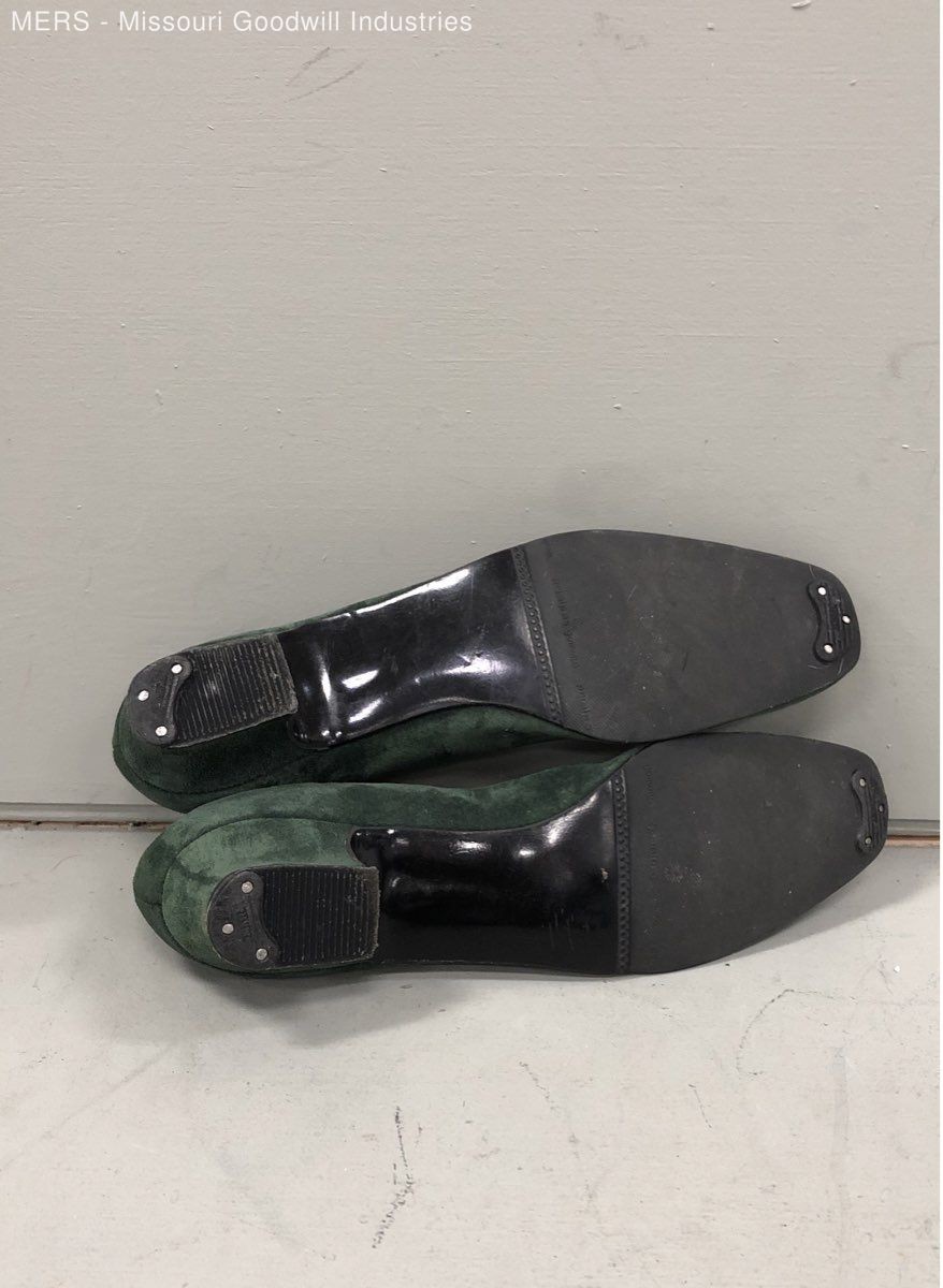 Tacco Forest Green Suede Leather Low Block Heel Pumps Women’s Size 8.5 N